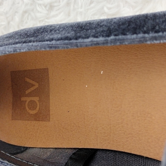 DV Blue Velvet Upper Closed Almond Toe Low Stacked Heel Casual Loafer Shoe - Picture 14 of 15